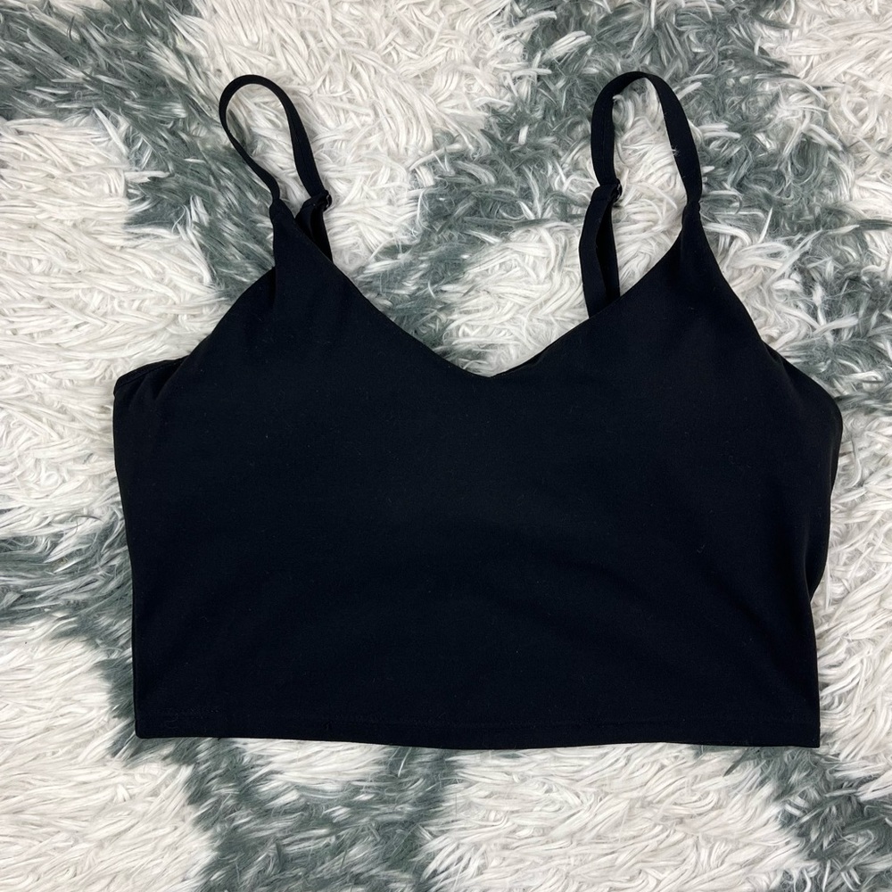 Athleta Women's 2-in-1 Crop Top Size Small Black V-Neck